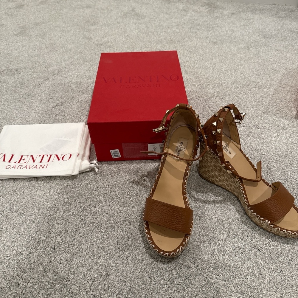 Valentino Garavani Brown Wedge Shoes with Signature Style